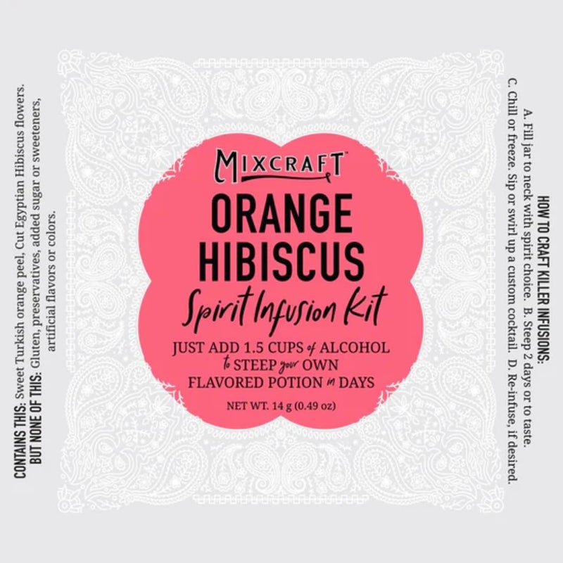MixCraft Spirit Infusion Kit - Premium Craft Cocktail & Mocktail Mixer, Glass Bottle, Collapsible Funnel, Flavor Pouch & Recipe, Orange Hibiscus - Image 4